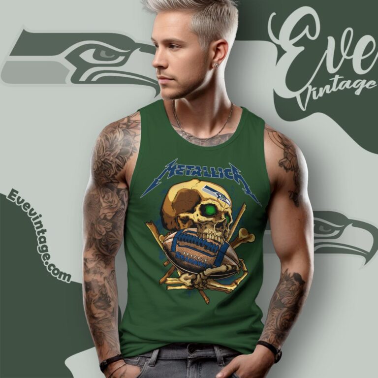 Metallica Seattle Seahawks Skull Shirt Tank Top Racerback Metallica Seattle Seahawks Skull Shirt Tank Top Racerback