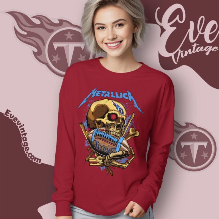 Metallica Tennessee Titans Skull Shirt Long Sleeve Tee Metallica Tennessee Titans Skull Shirt Long Sleeve Tee