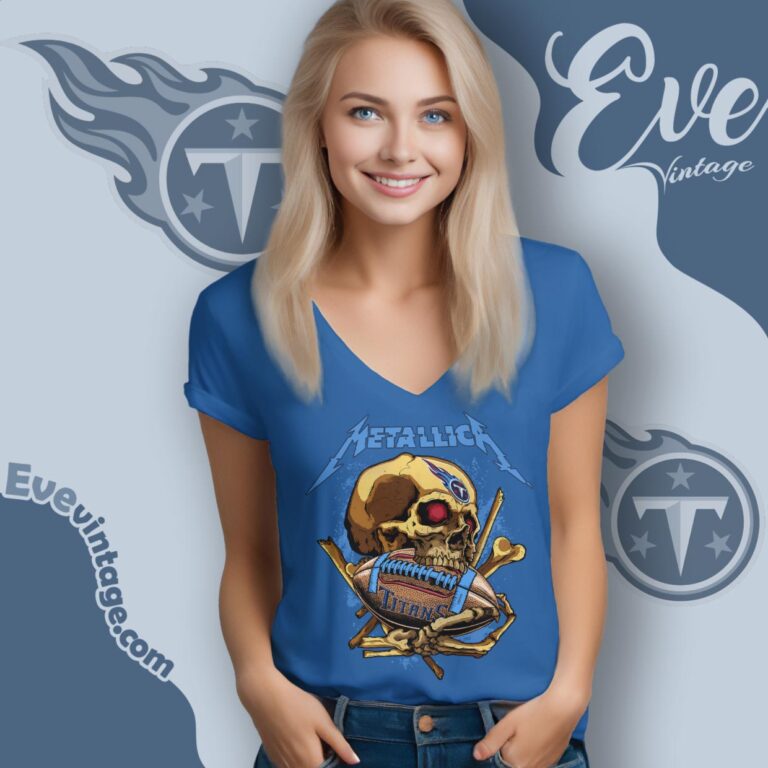Metallica Tennessee Titans Skull Shirt V Neck TShirt Metallica Tennessee Titans Skull Shirt V Neck TShirt