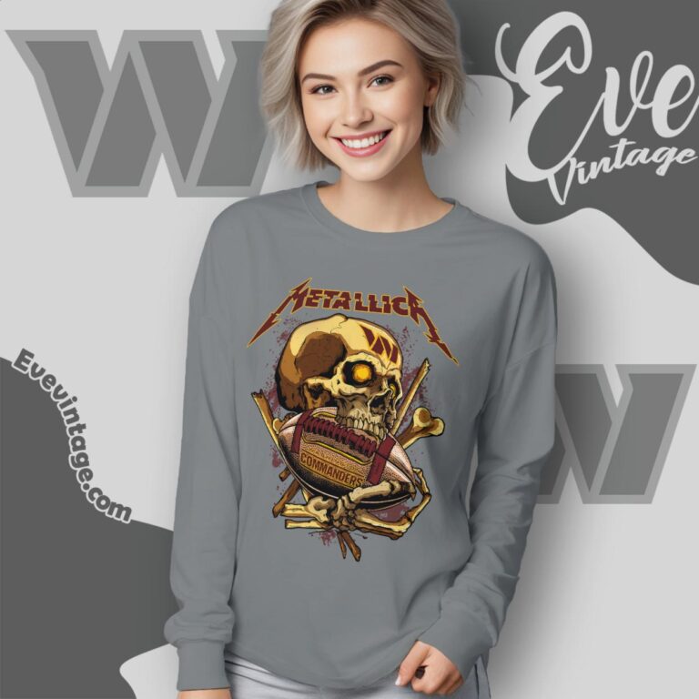 Metallica Washington Commanders Skull Shirt Long Sleeve Tee Metallica Washington Commanders Skull Shirt Long Sleeve Tee