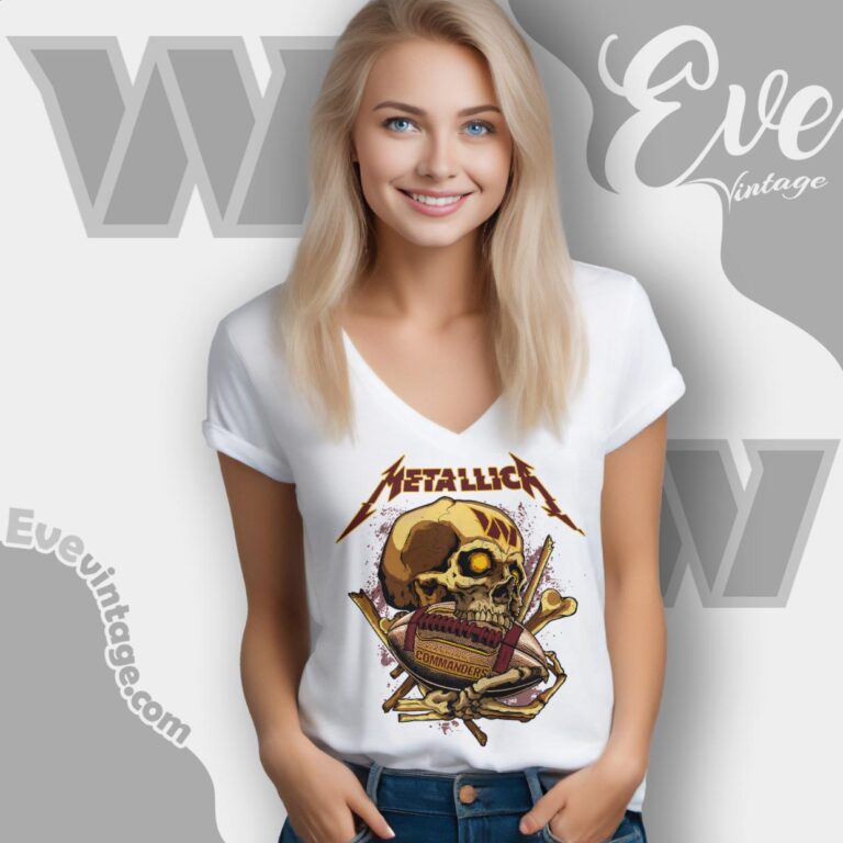 Metallica Washington Commanders Skull Shirt V Neck TShirt Metallica Washington Commanders Skull Shirt V Neck TShirt