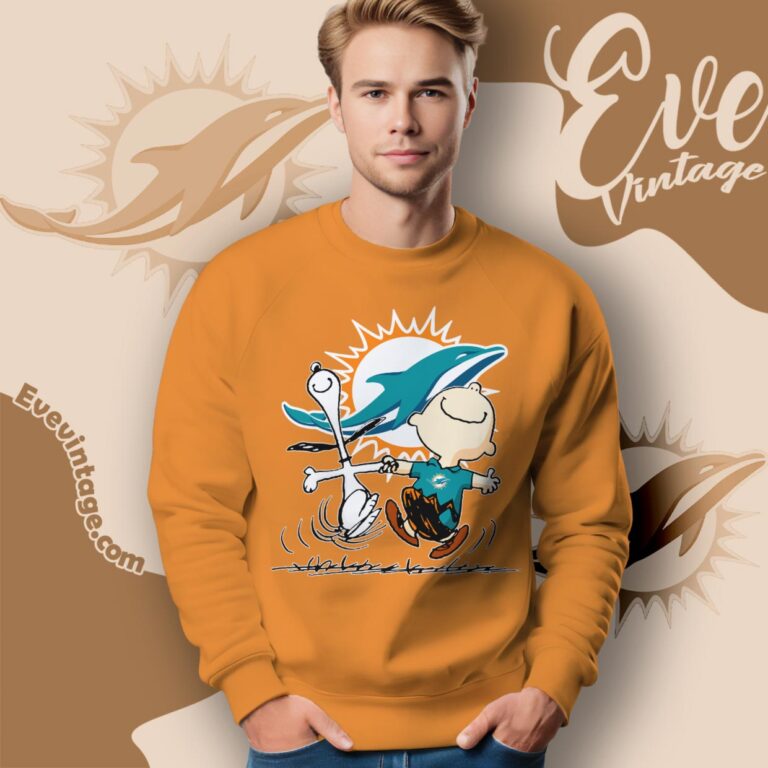 Miami Dolphins Charlie Brown Snoopy Happy Dancing Shirt Sweatshirt Miami Dolphins Charlie Brown Snoopy Happy Dancing Shirt Sweatshirt