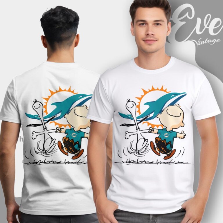 Miami Dolphins Charlie Brown Snoopy Happy Dancing Shirt T Shirt Miami Dolphins Charlie Brown Snoopy Happy Dancing Shirt T Shirt