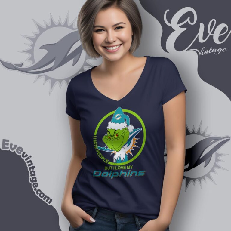 Miami Dolphins Christmas Grinch Shirt I Hate People But I Love My Dolphins V Neck TShirt Miami Dolphins Christmas Grinch Shirt I Hate People But I Love My Dolphins V Neck TShirt