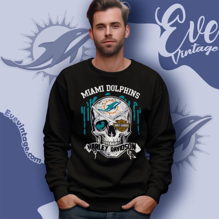 Miami Dolphins Harley Davidson Skull Shirt Sweatshirt Miami Dolphins Harley Davidson Skull Shirt Sweatshirt