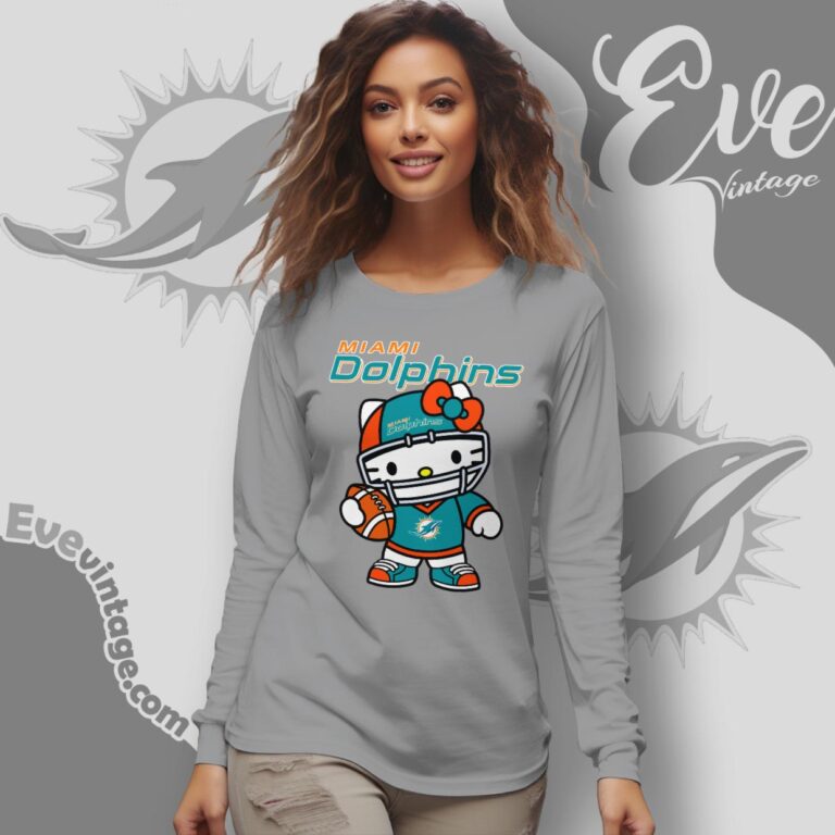 Miami Dolphins Hello Kitty Shirt Long Sleeve Tee Miami Dolphins Hello Kitty Shirt Long Sleeve Tee