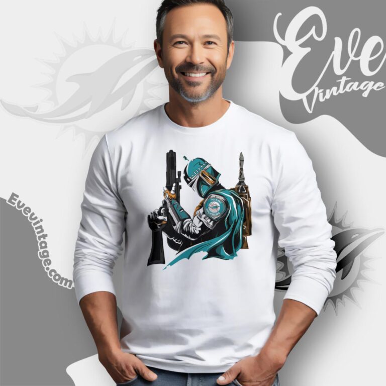 Miami Dolphins Mandalorian Star Wars Shirt Long Sleeve Tee Miami Dolphins Mandalorian Star Wars Shirt Long Sleeve Tee