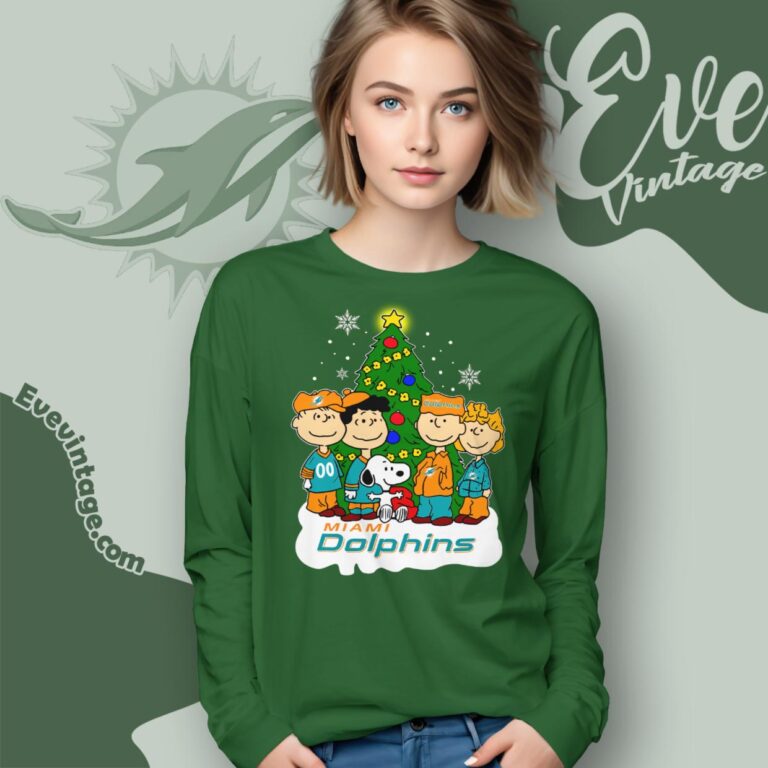 Miami Dolphins Snoopy The Peanuts Christmas Shirt Long Sleeve Tee Miami Dolphins Snoopy The Peanuts Christmas Shirt Long Sleeve Tee