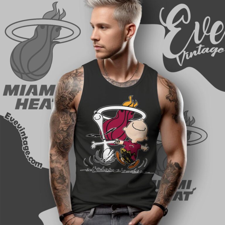 Miami Heat Charlie Brown Snoopy Happy Dancing Shirt Tank Top Racerback Miami Heat Charlie Brown Snoopy Happy Dancing Shirt Tank Top Racerback