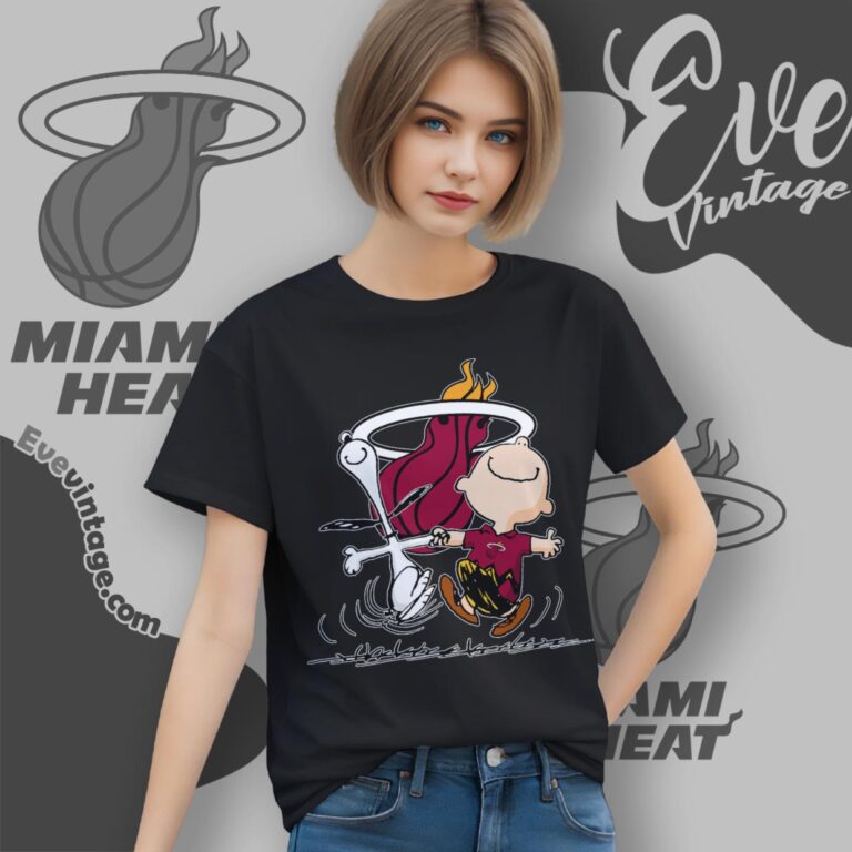 Miami Heat Charlie Brown Snoopy Happy Dancing Shirt Women T Shirt Miami Heat Charlie Brown Snoopy Happy Dancing Shirt Women T Shirt