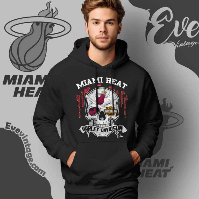 Miami Heat Harley Davidson Skull Hoodie Miami Heat Harley Davidson Skull Hoodie