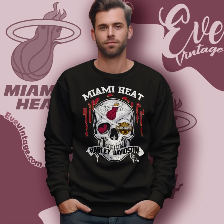 Miami Heat Harley Davidson Skull Sweatshirt Miami Heat Harley Davidson Skull Sweatshirt