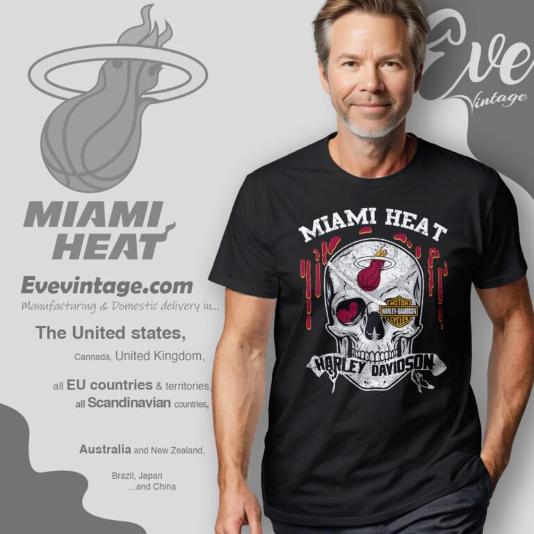 Miami Heat Harley Davidson Skull T Shirt Miami Heat Harley Davidson Skull T Shirt