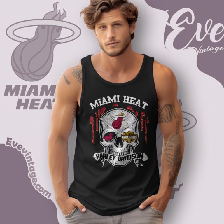 Miami Heat Harley Davidson Skull Tank Top Racerback Miami Heat Harley Davidson Skull Tank Top Racerback