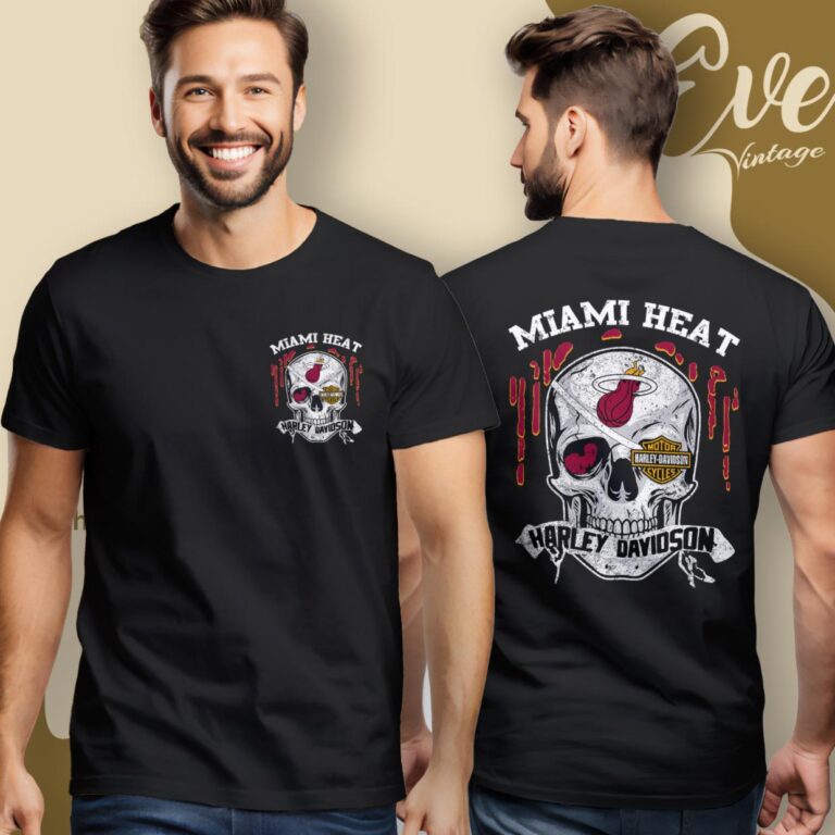 Miami Heat Harley Davidson Skull Women T Shirt Miami Heat Harley Davidson Skull Women T Shirt