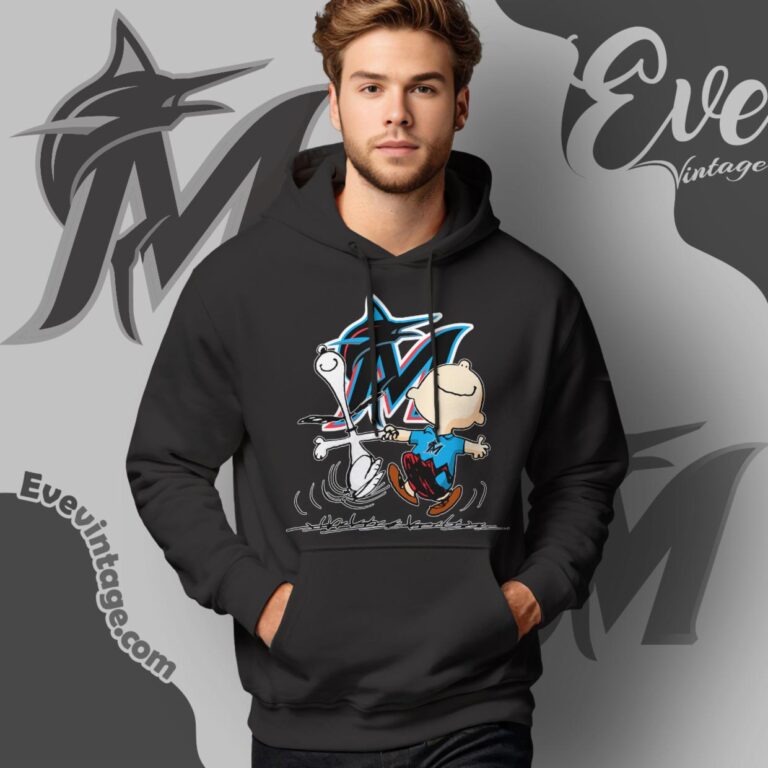 Miami Marlins Charlie Brown Snoopy Happy Dancing Shirt Hoodie Miami Marlins Charlie Brown Snoopy Happy Dancing Shirt Hoodie
