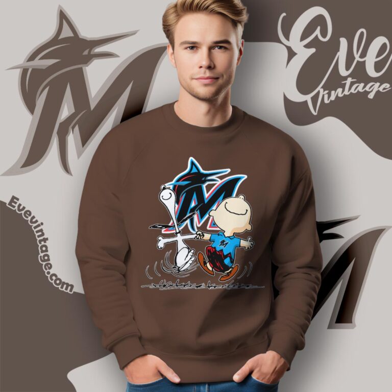 Miami Marlins Charlie Brown Snoopy Happy Dancing Shirt Sweatshirt Miami Marlins Charlie Brown Snoopy Happy Dancing Shirt Sweatshirt