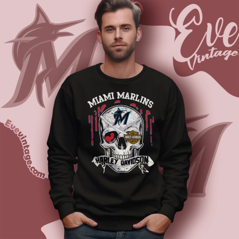 Miami Marlins Harley Davidson Skull Shirt Sweatshirt Miami Marlins Harley Davidson Skull Shirt Sweatshirt