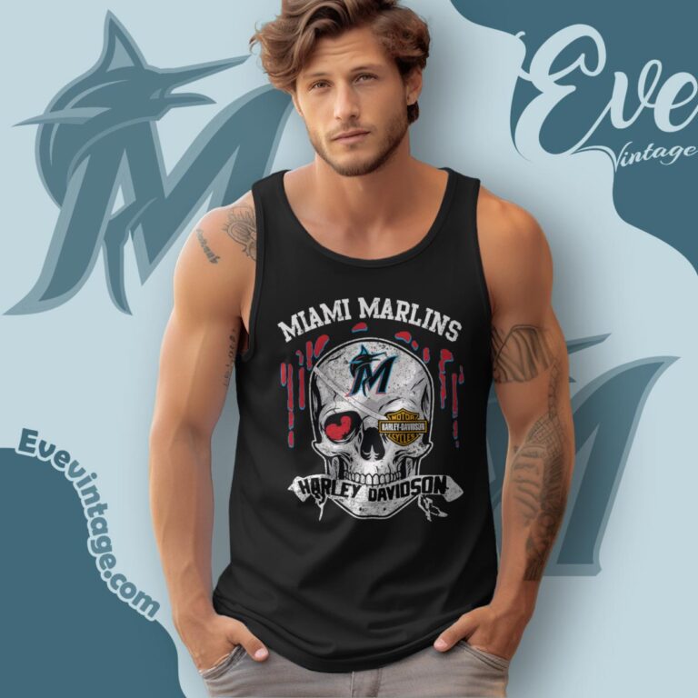 Miami Marlins Harley Davidson Skull Shirt Tank Top Racerback Miami Marlins Harley Davidson Skull Shirt Tank Top Racerback