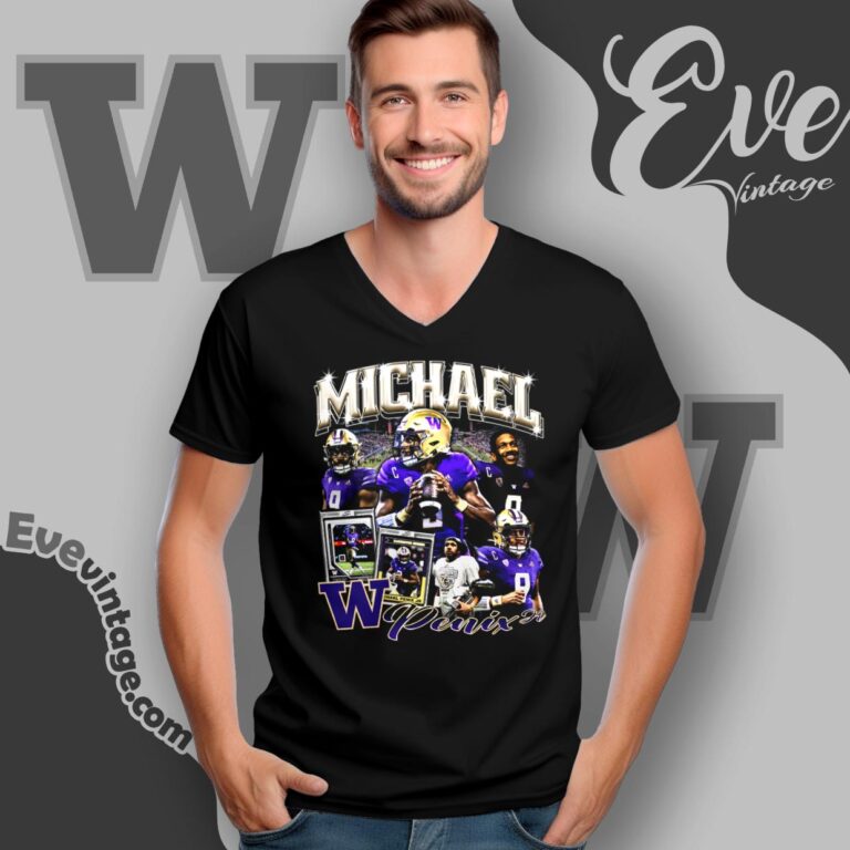 Michael Penix Jr Washington Huskies Nfl Gifts Shirt V Neck TShirt Michael Penix Jr Washington Huskies Nfl Gifts Shirt V Neck TShirt