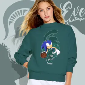 Michigan State Spartans Sonic The Hedgehog Basketball Sweatshirt