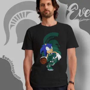 Michigan State Spartans Sonic The Hedgehog Basketball T shirt