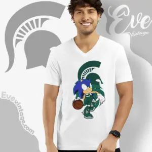 Michigan State Spartans Sonic The Hedgehog Basketball V Neck TShirt