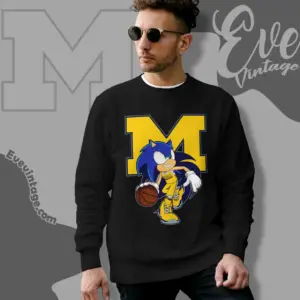 Michigan Wolverines Sonic The Hedgehog Basketball Sweatshirt