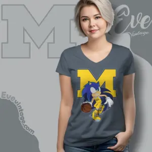 Michigan Wolverines Sonic The Hedgehog Basketball V Neck TShirt