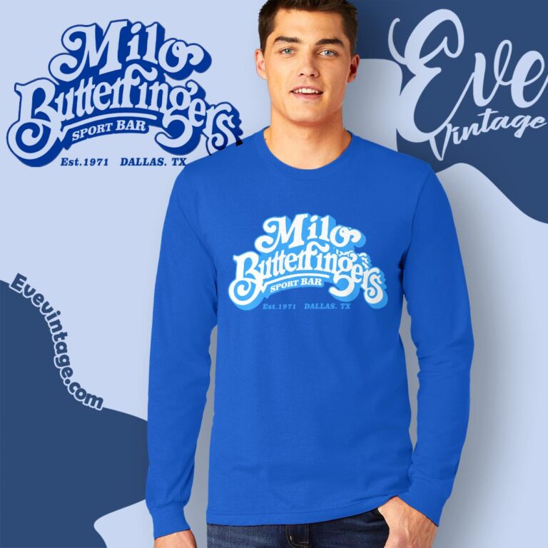 Milo Butterfinger's Bar Shirt Dallas Dive Bar Long Sleeve Tee Milo Butterfinger's Bar Shirt Dallas Dive Bar Long Sleeve Tee