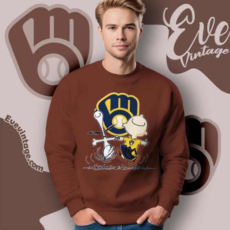 Milwaukee Brewers Charlie Brown Snoopy Happy Dancing Shirt Sweatshirt Milwaukee Brewers Charlie Brown Snoopy Happy Dancing Shirt Sweatshirt