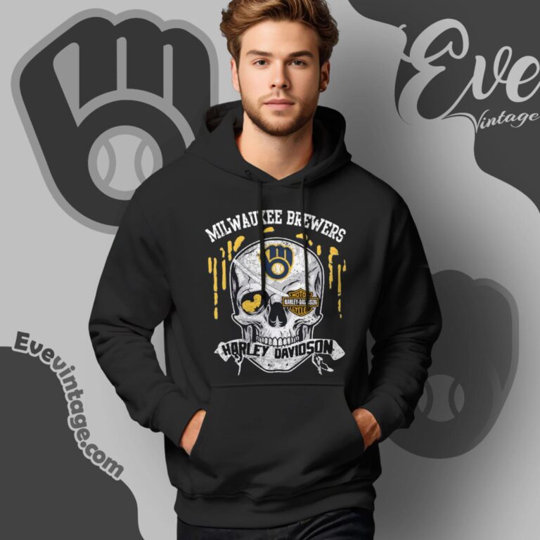 Milwaukee Brewers Harley Davidson Skull Shirt Hoodie Milwaukee Brewers Harley Davidson Skull Shirt Hoodie