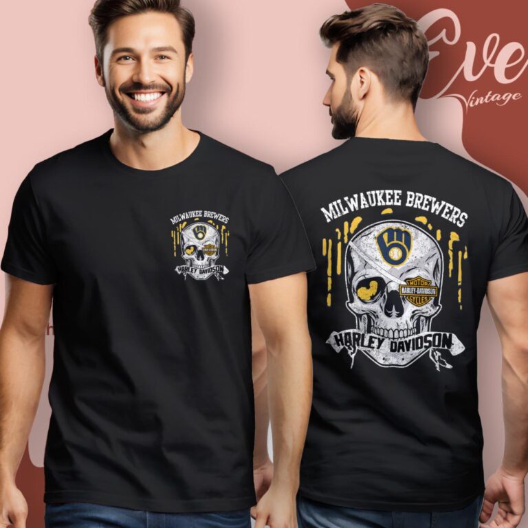 Milwaukee Brewers Harley Davidson Skull Shirt Women T Shirt Milwaukee Brewers Harley Davidson Skull Shirt Women T Shirt