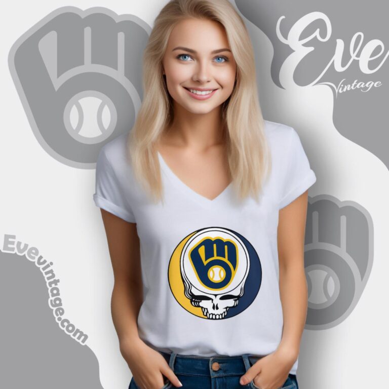 Milwaukee Brewers Steal Your Face Grateful Dead Shirt V Neck TShirt Milwaukee Brewers Steal Your Face Grateful Dead Shirt V Neck TShirt
