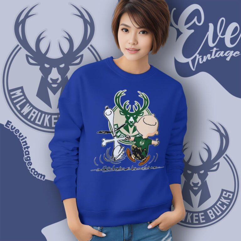 Milwaukee Bucks Charlie Brown Snoopy Happy Dancing Shirt Sweatshirt Milwaukee Bucks Charlie Brown Snoopy Happy Dancing Shirt Sweatshirt