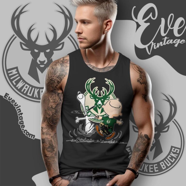 Milwaukee Bucks Charlie Brown Snoopy Happy Dancing Shirt Tank Top Racerback Milwaukee Bucks Charlie Brown Snoopy Happy Dancing Shirt Tank Top Racerback