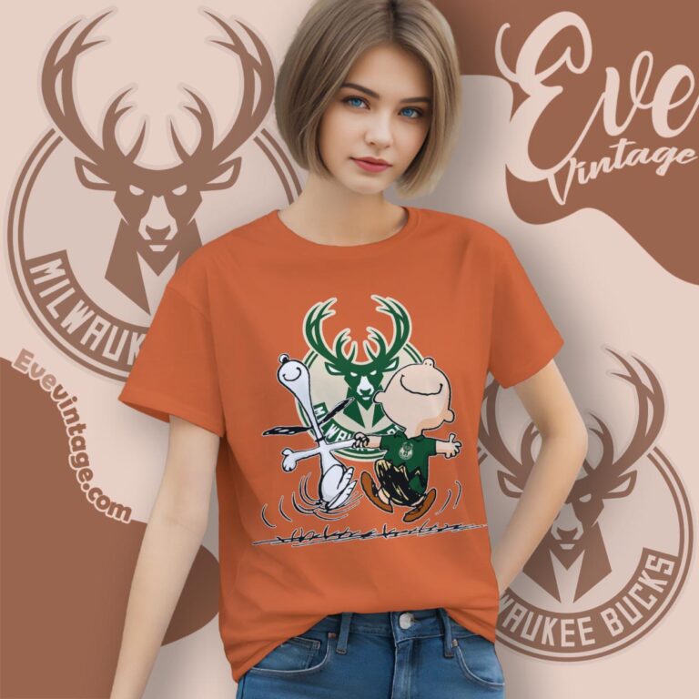 Milwaukee Bucks Charlie Brown Snoopy Happy Dancing Shirt Women T Shirt Milwaukee Bucks Charlie Brown Snoopy Happy Dancing Shirt Women T Shirt