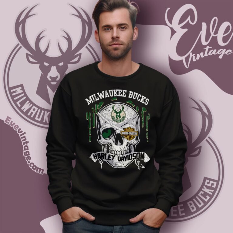 Milwaukee Bucks Harley Davidson Skull Shirt Sweatshirt Milwaukee Bucks Harley Davidson Skull Shirt Sweatshirt