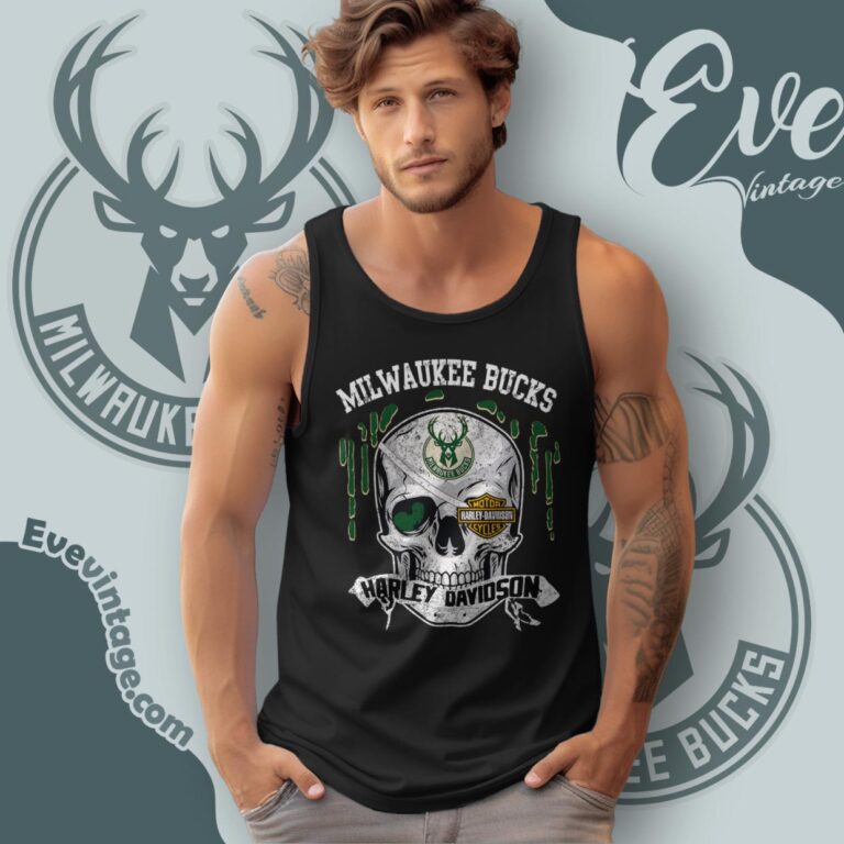 Milwaukee Bucks Harley Davidson Skull Shirt Tank Top Racerback Milwaukee Bucks Harley Davidson Skull Shirt Tank Top Racerback