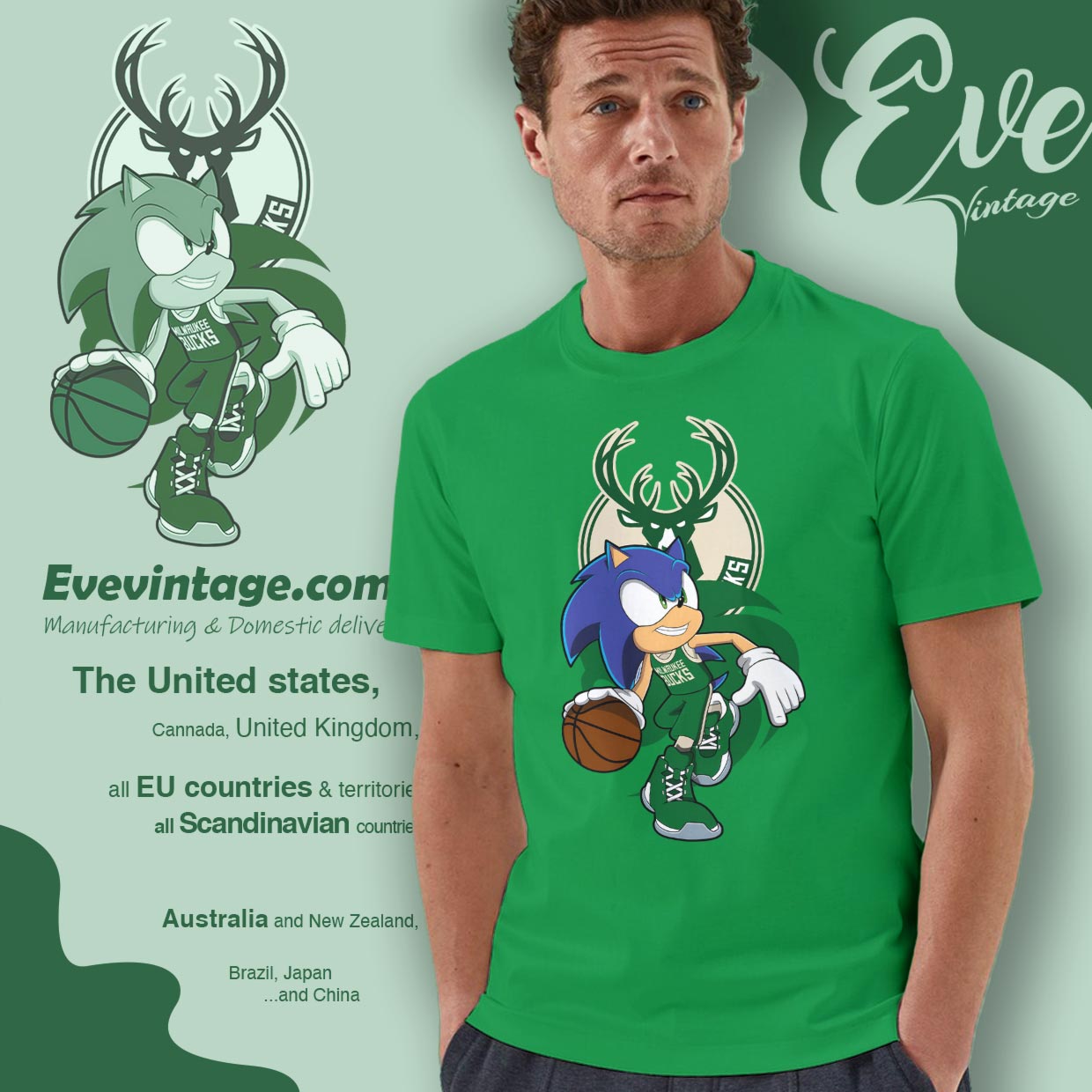 Milwaukee Bucks Sonic The Hedgehog Shirt Milwaukee Bucks Sonic The Hedgehog Shirt