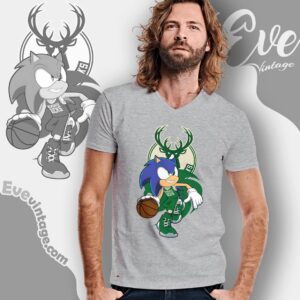 Milwaukee Bucks Sonic The Hedgehog Shirt V Neck TShirt
