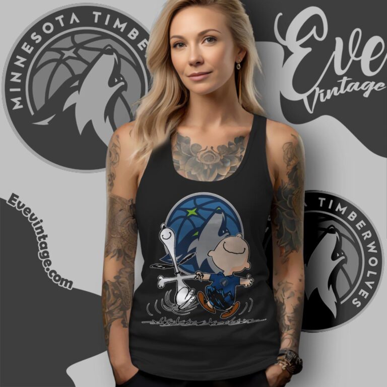 Minnesota Timberwolves Charlie Brown Snoopy Happy Dancing Shirt Tank Top Racerback Minnesota Timberwolves Charlie Brown Snoopy Happy Dancing Shirt Tank Top Racerback
