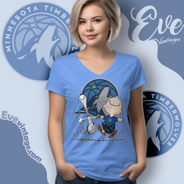 Minnesota Timberwolves Charlie Brown Snoopy Happy Dancing Shirt V Neck TShirt Minnesota Timberwolves Charlie Brown Snoopy Happy Dancing Shirt V Neck TShirt