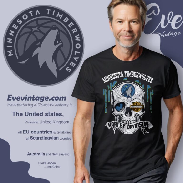 Minnesota Timberwolves Harley Davidson Skull Shirt T Shirt Minnesota Timberwolves Harley Davidson Skull Shirt T Shirt