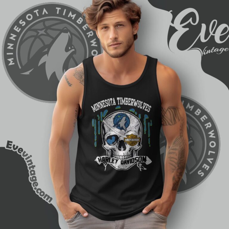 Minnesota Timberwolves Harley Davidson Skull Shirt Tank Top Racerback Minnesota Timberwolves Harley Davidson Skull Shirt Tank Top Racerback