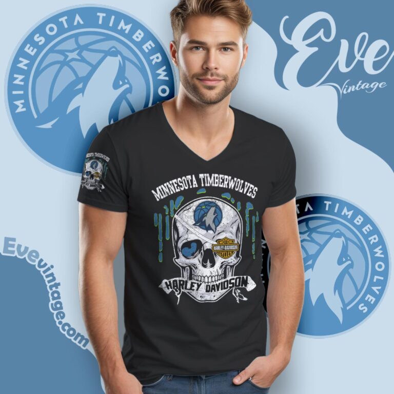 Minnesota Timberwolves Harley Davidson Skull Shirt V Neck TShirt Minnesota Timberwolves Harley Davidson Skull Shirt V Neck TShirt