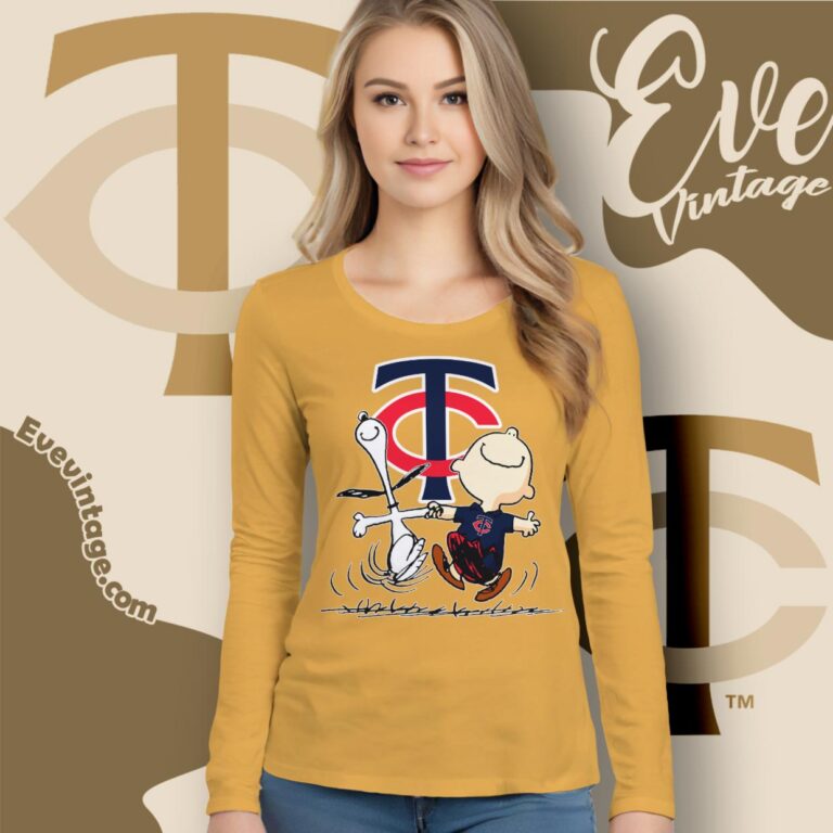 Minnesota Twins Charlie Brown Snoopy Happy Dancing Shirt Long Sleeve Tee Minnesota Twins Charlie Brown Snoopy Happy Dancing Shirt Long Sleeve Tee
