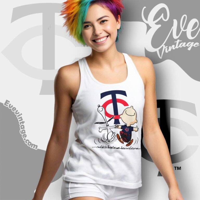 Minnesota Twins Charlie Brown Snoopy Happy Dancing Shirt Tank Top Racerback Minnesota Twins Charlie Brown Snoopy Happy Dancing Shirt Tank Top Racerback