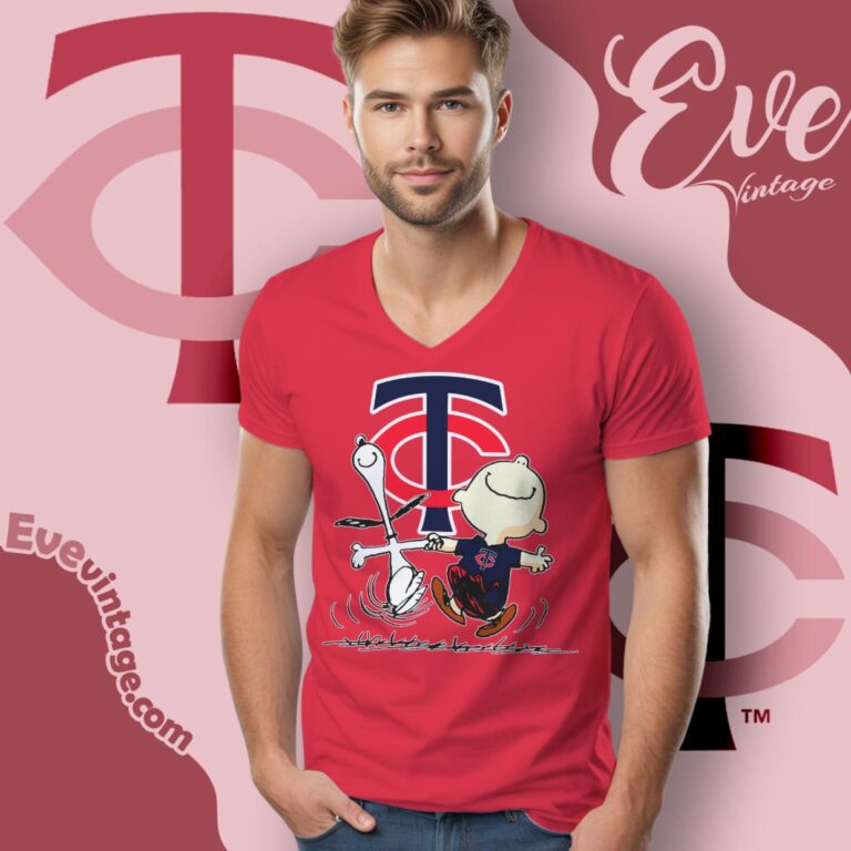 Minnesota Twins Charlie Brown Snoopy Happy Dancing Shirt V Neck TShirt Minnesota Twins Charlie Brown Snoopy Happy Dancing Shirt V Neck TShirt