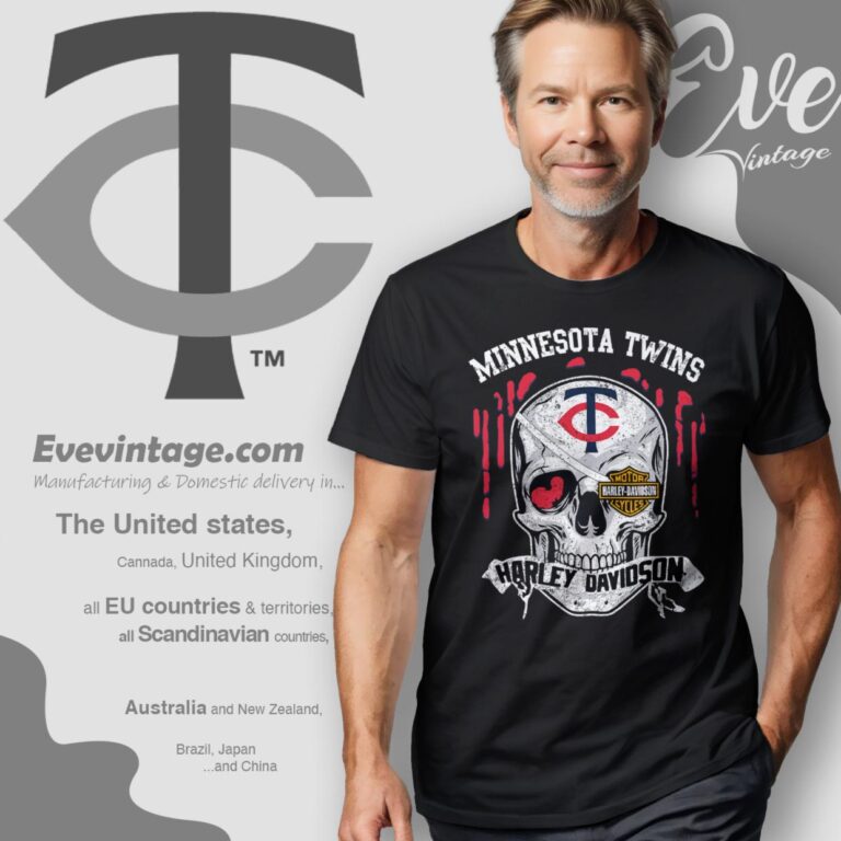 Minnesota Twins Royals Harley Davidson Skull Shirt T Shirt Minnesota Twins Royals Harley Davidson Skull Shirt T Shirt